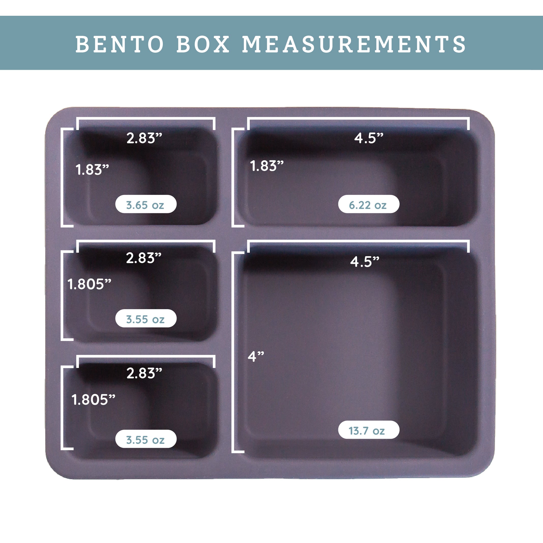 faded black bento lunch box inside