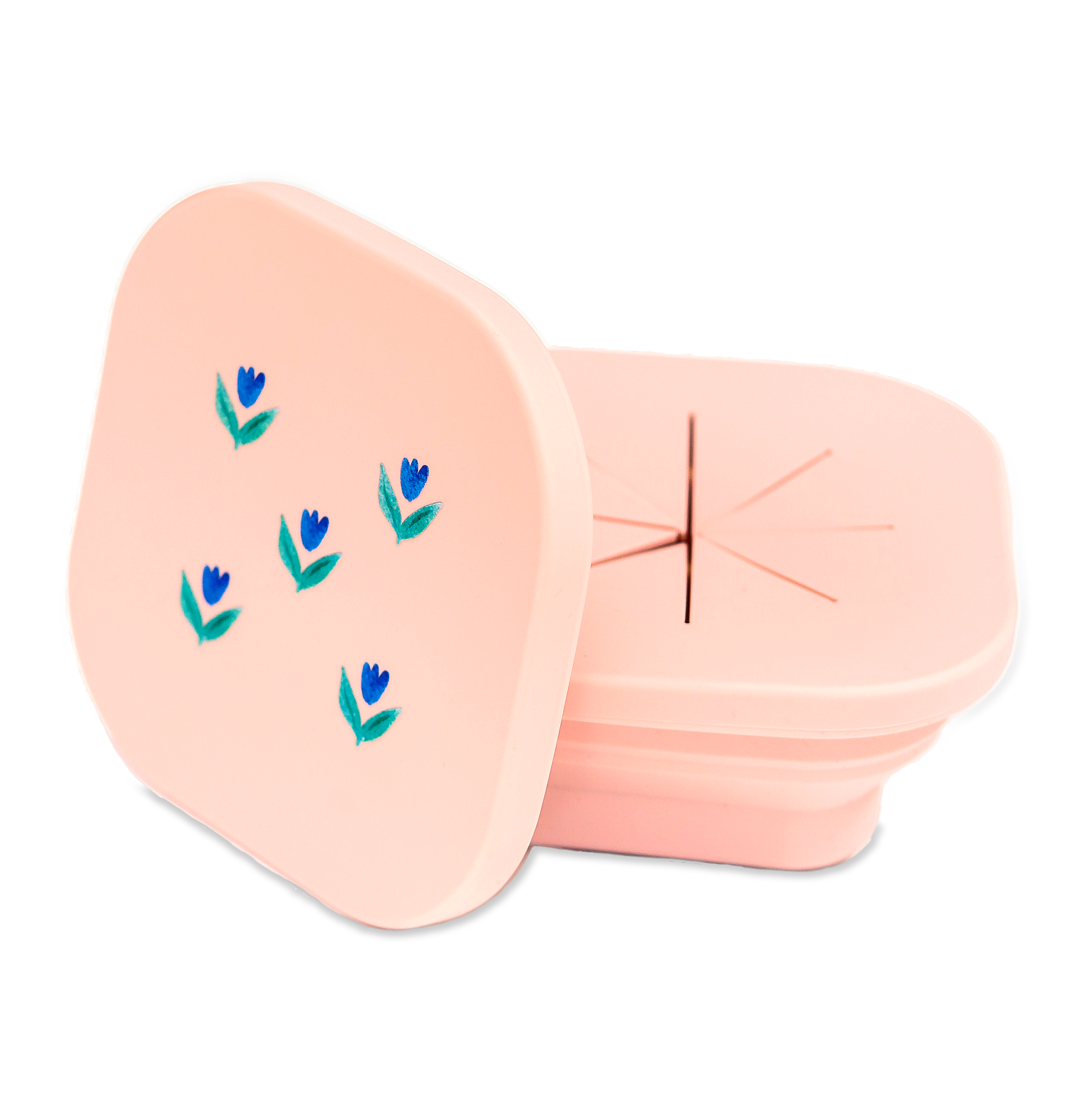 pink snack bowl with lid in wildflower print