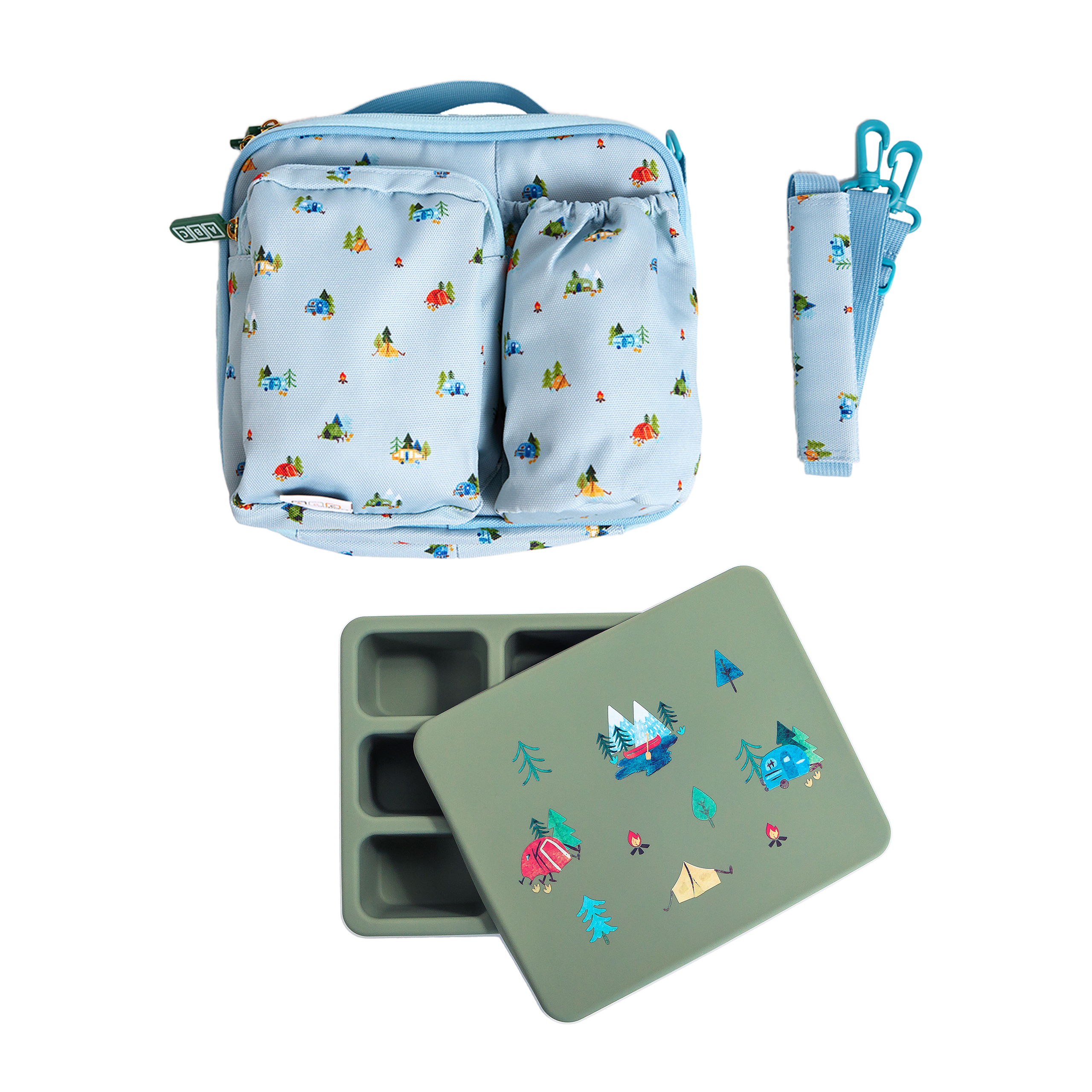 blue lunch box green bento box kids