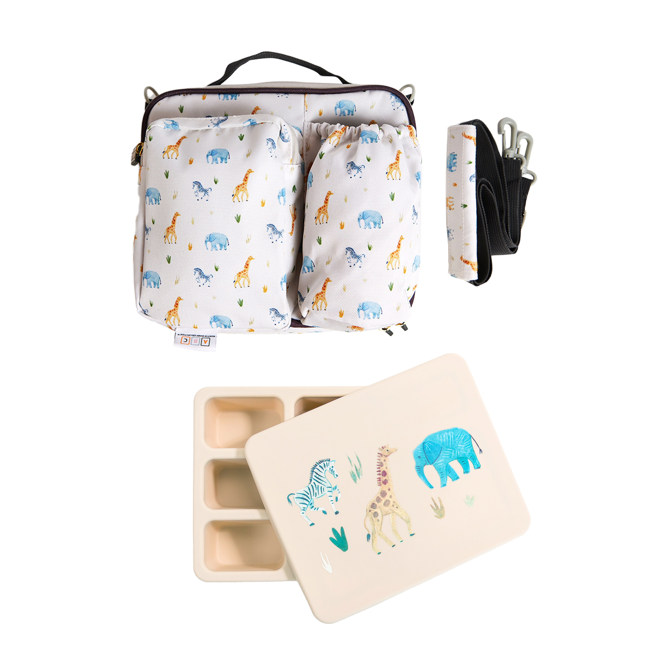 cream lunch bag and bento box kids animal