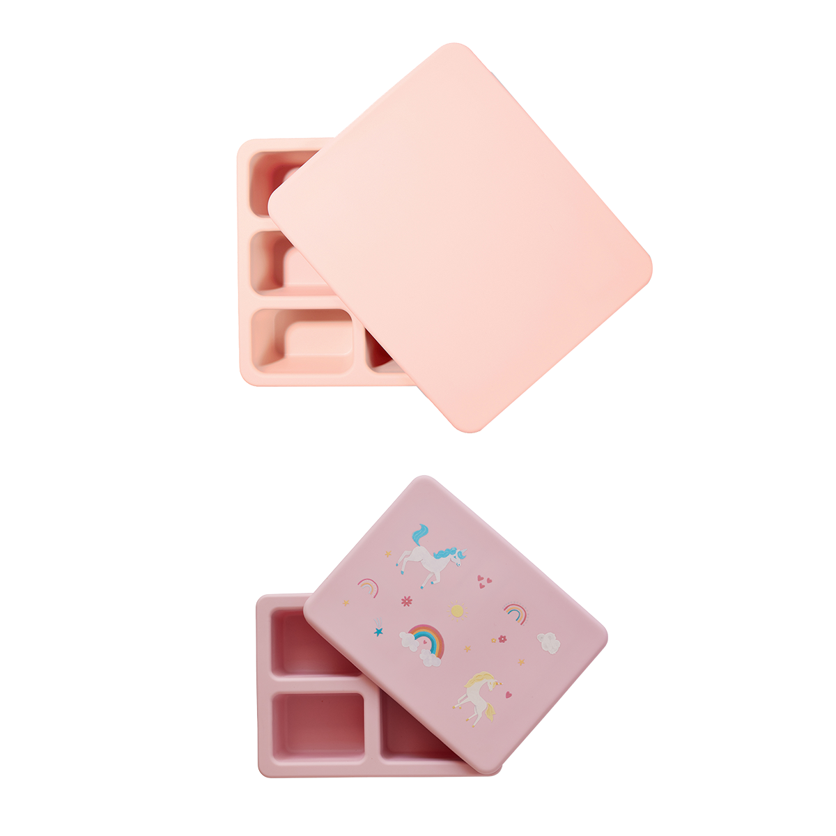 pink lunch bento box and pink unicorn mini lunch bento box for kids