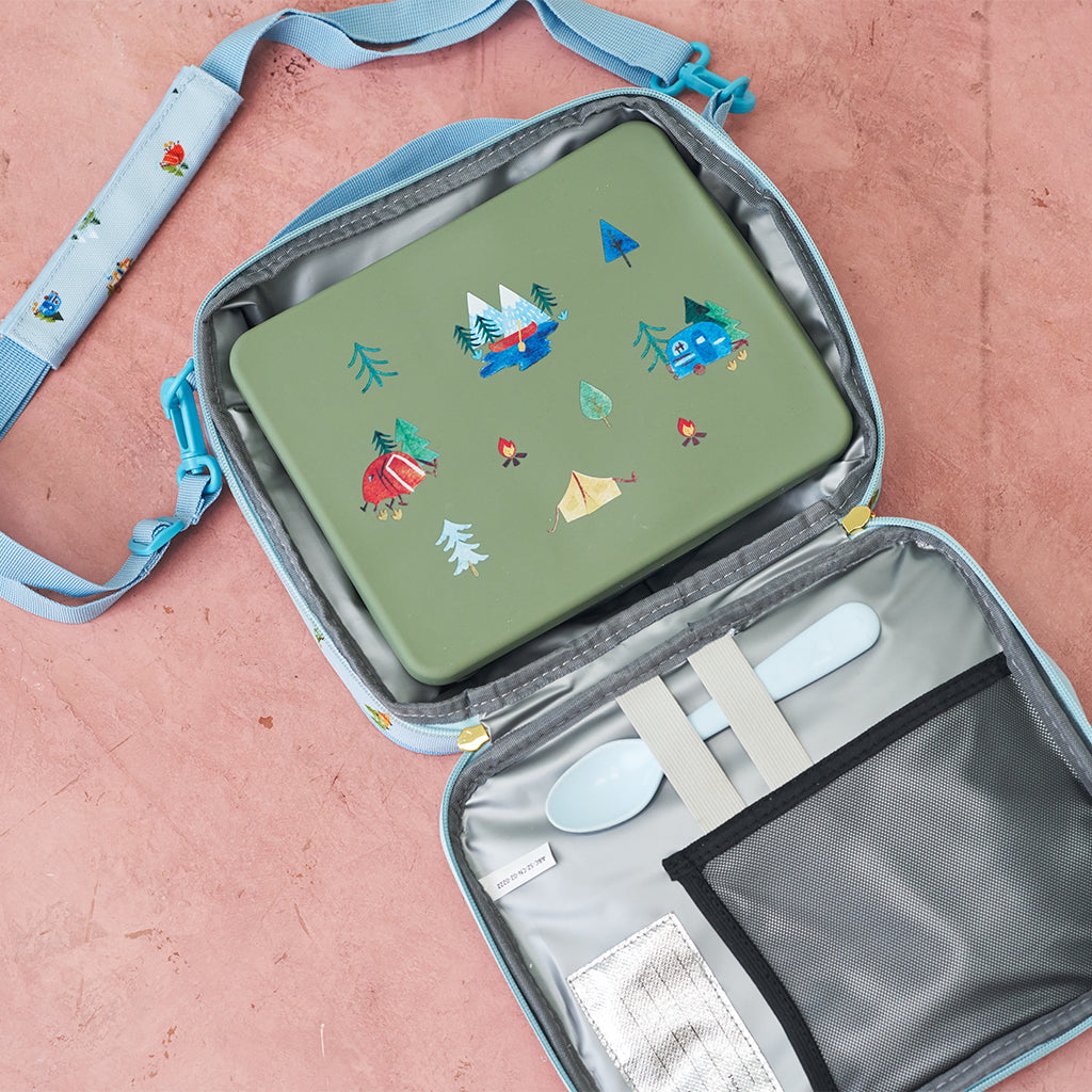 green bento box in blue lunch box kids