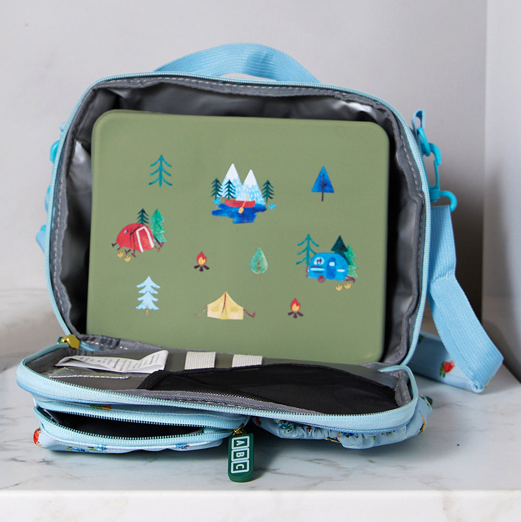 green bento box in blue lunch box kids