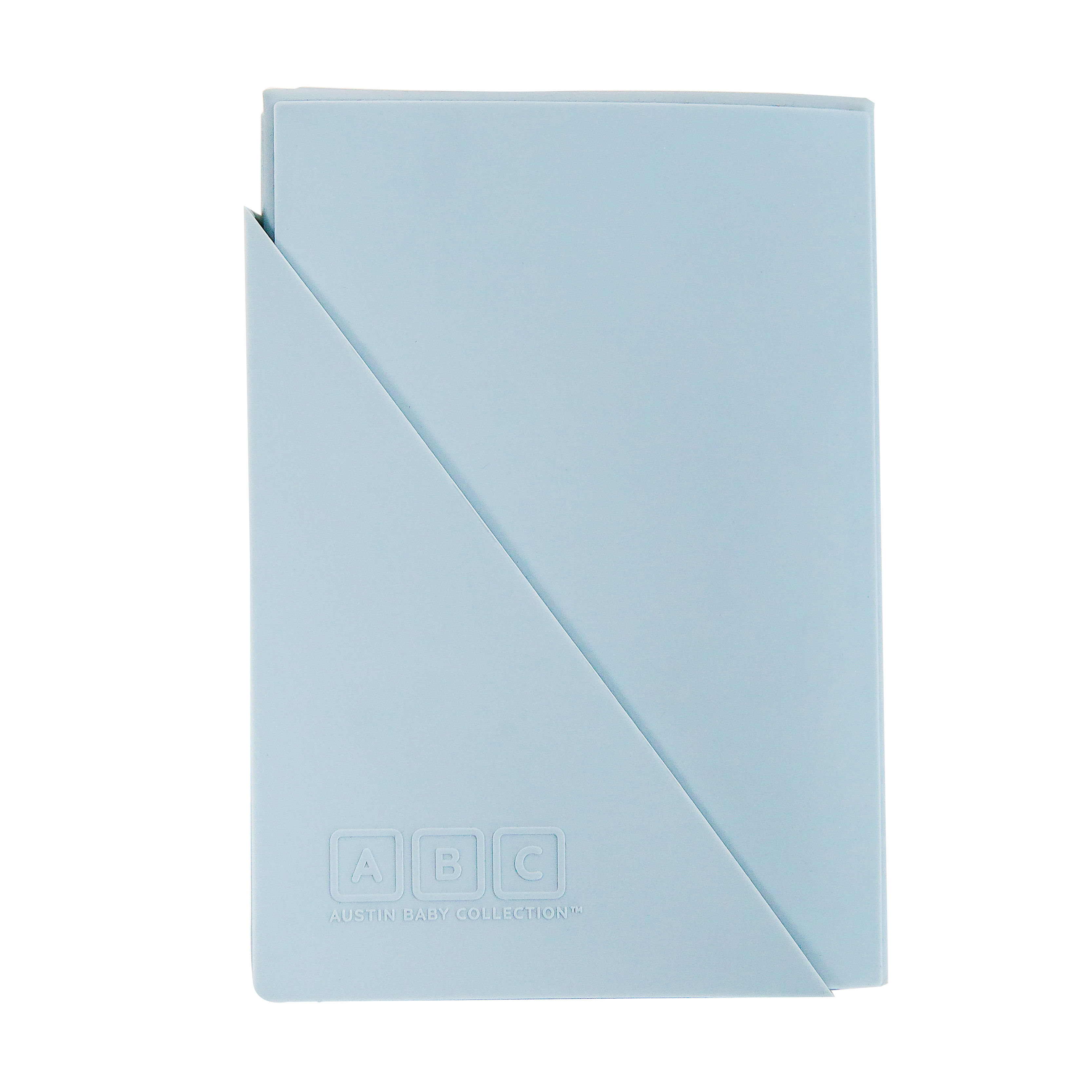 light blue silicone placemat, folded