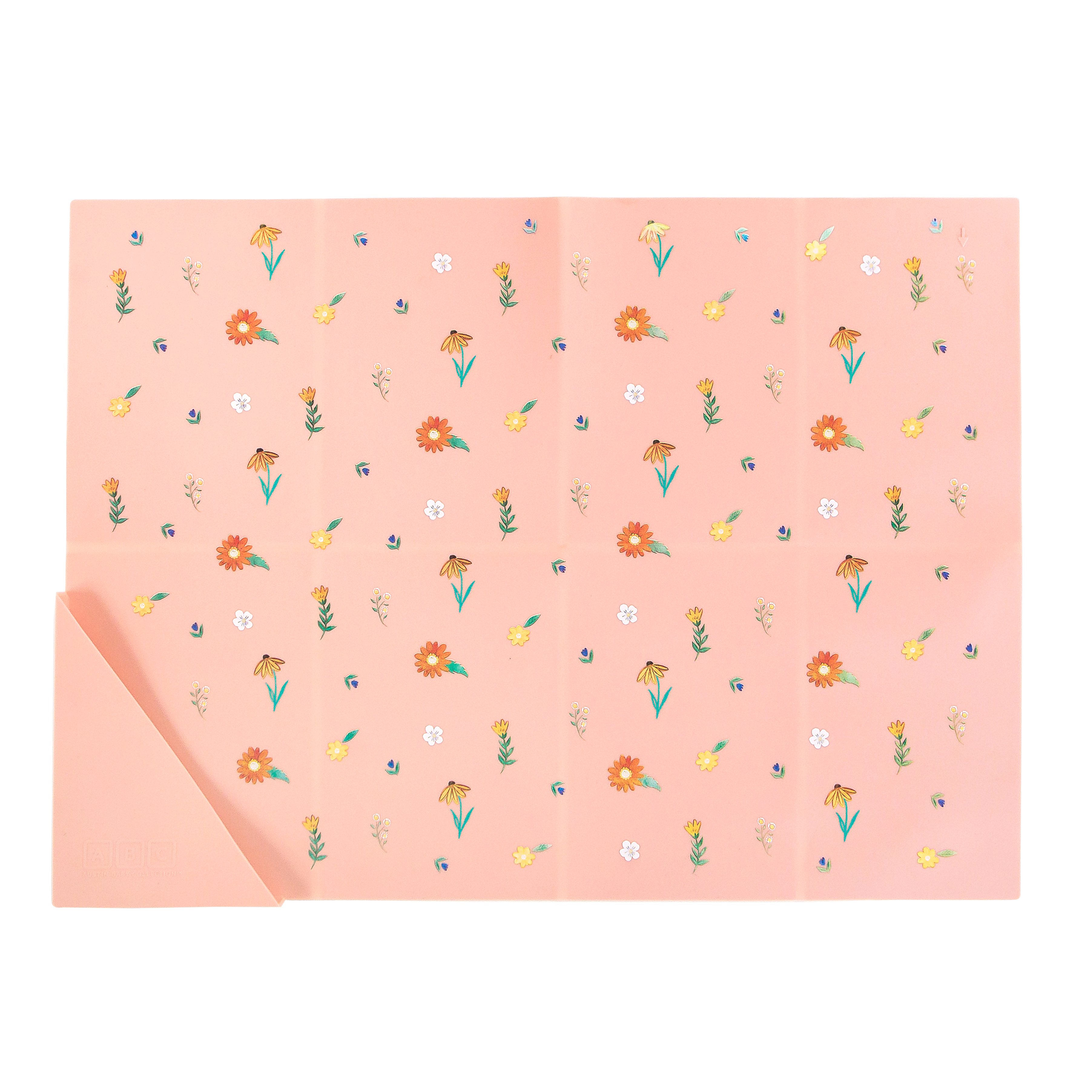 pink silicone placemat in wildflower print