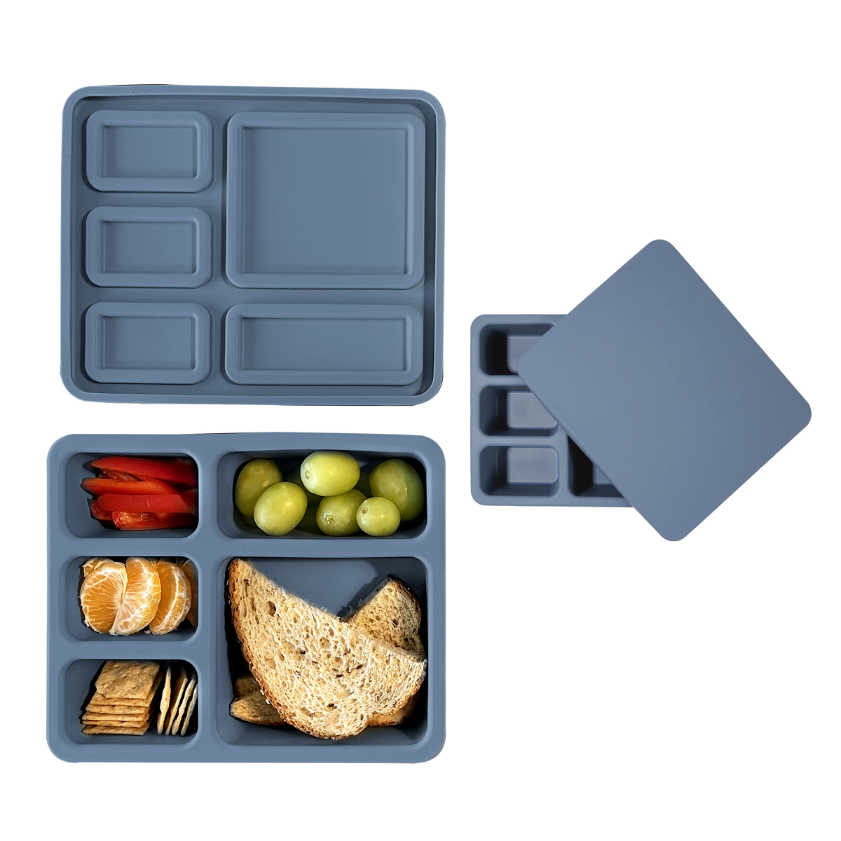 Silicone Bento Box Solid Newport Blue Austin Baby Collection