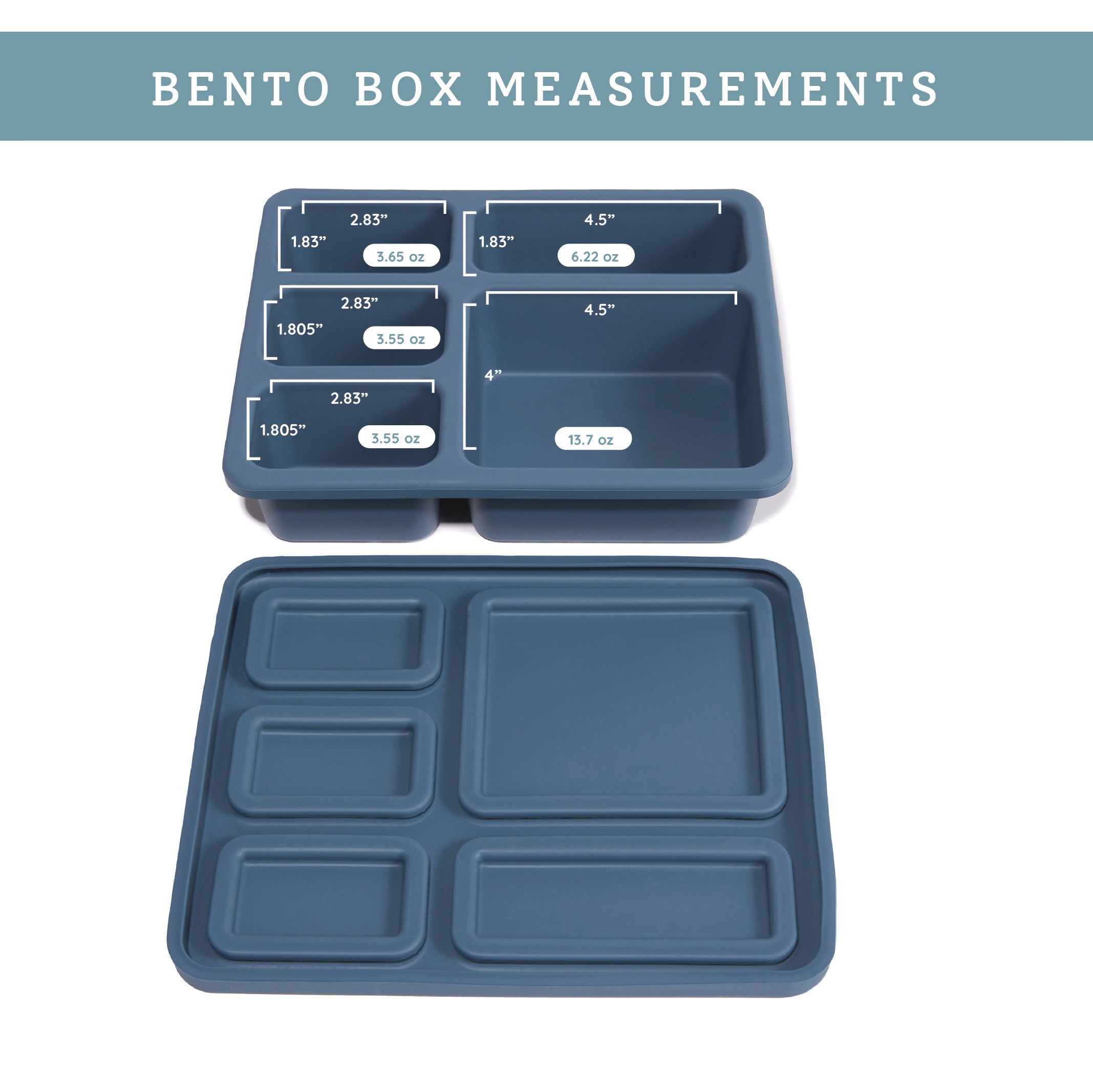 Silicone Bento Box Solid Newport Blue