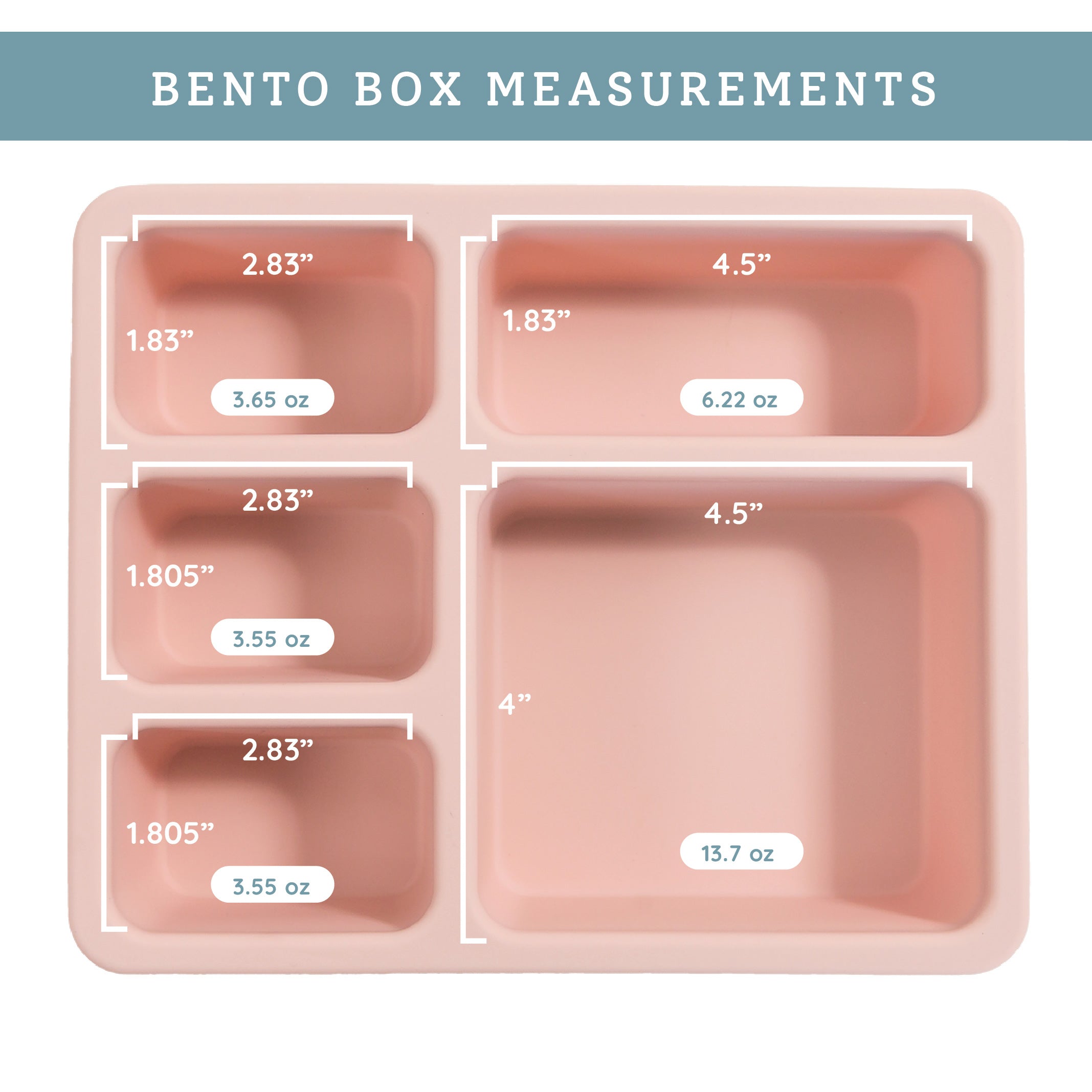 Austin Baby Co Leak-Proof Bento Lunch Box for Kids – Silicone Kids Lunch Container with 5 Leakproof Compartments – Food-Safe Materials, Sturdy