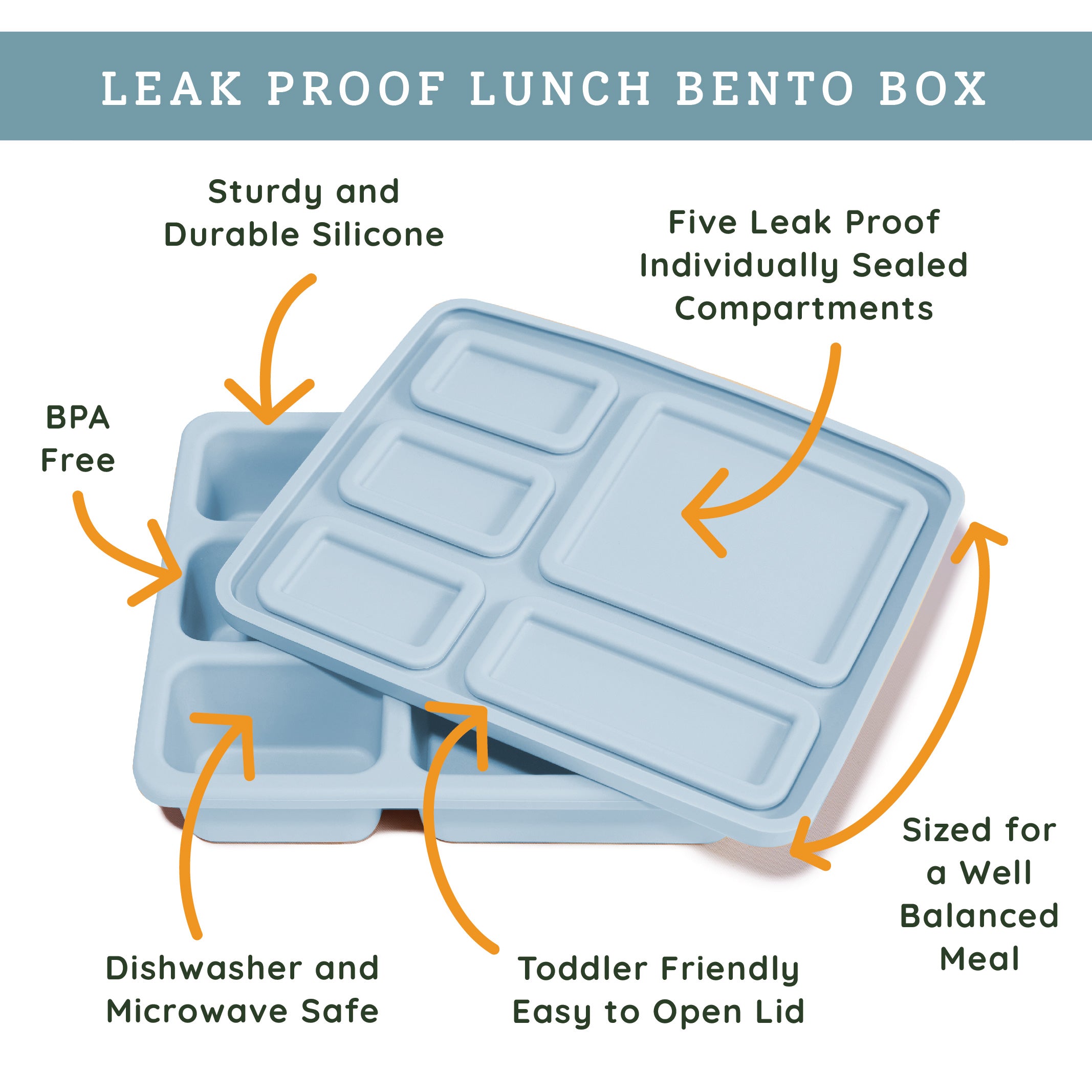 light blue bento lunch box with leakproof lid