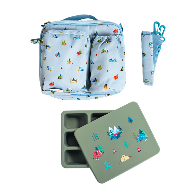 blue lunch box green bento box kids