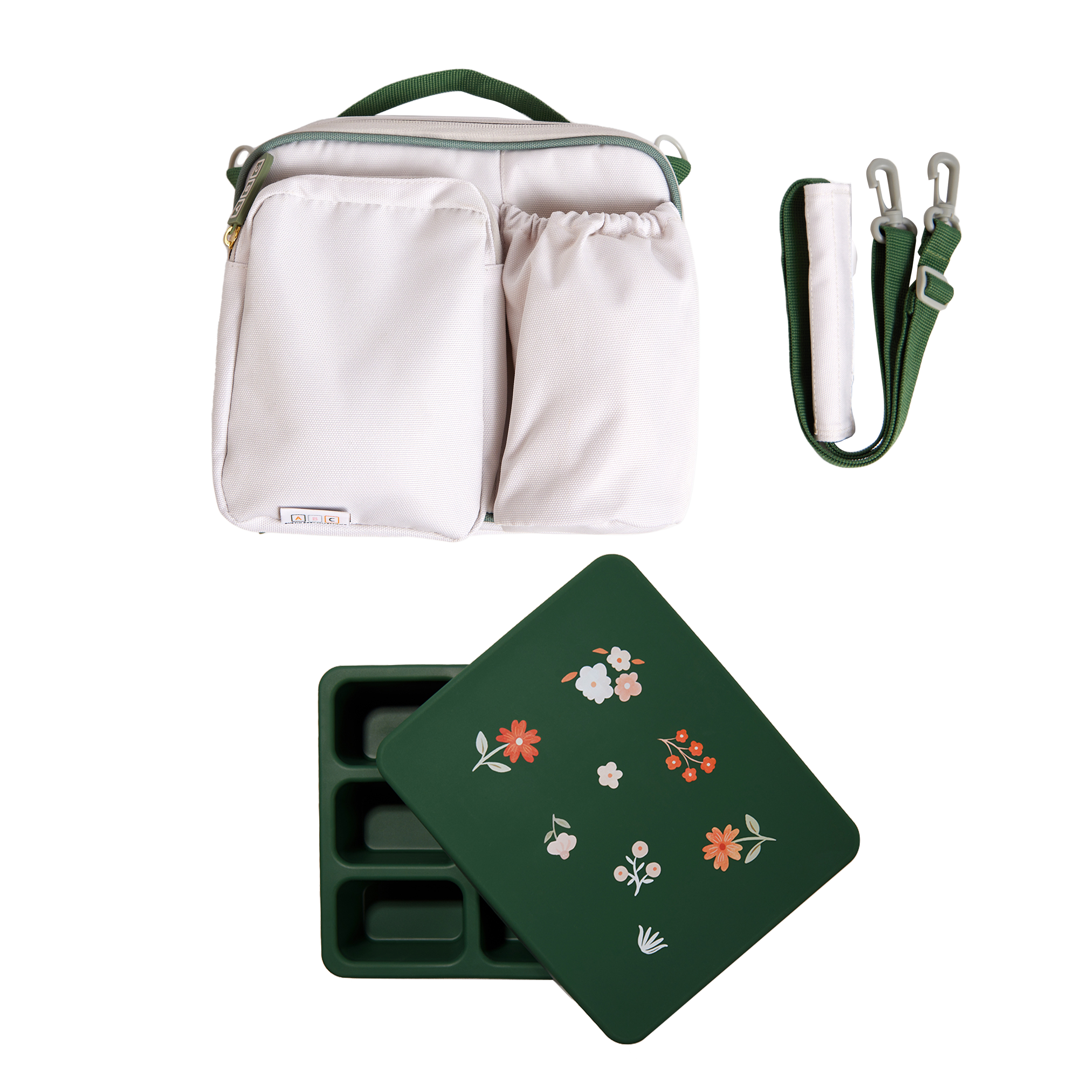 Bento and Lunch Bag Set Neutral with Mini Floral