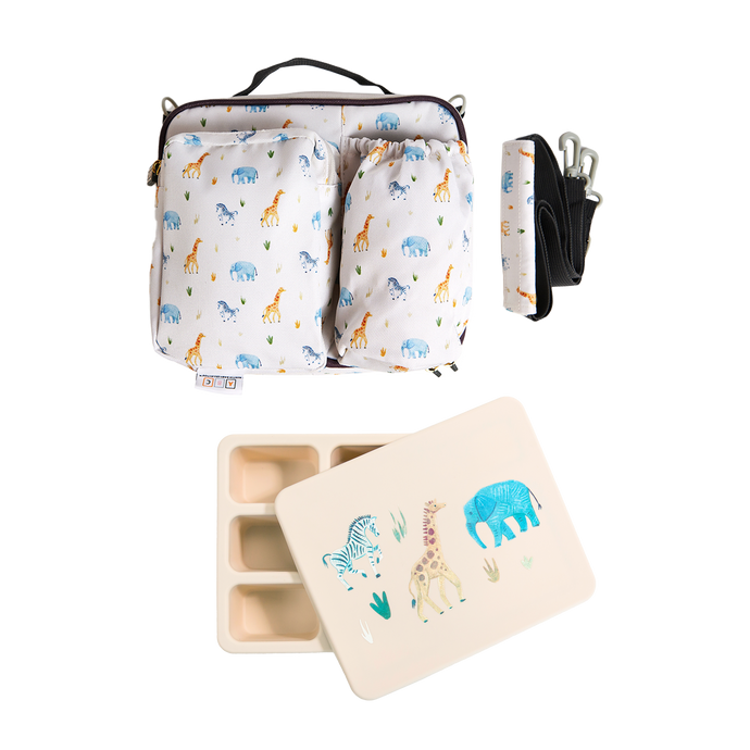 cream lunch bag and bento box kids animal