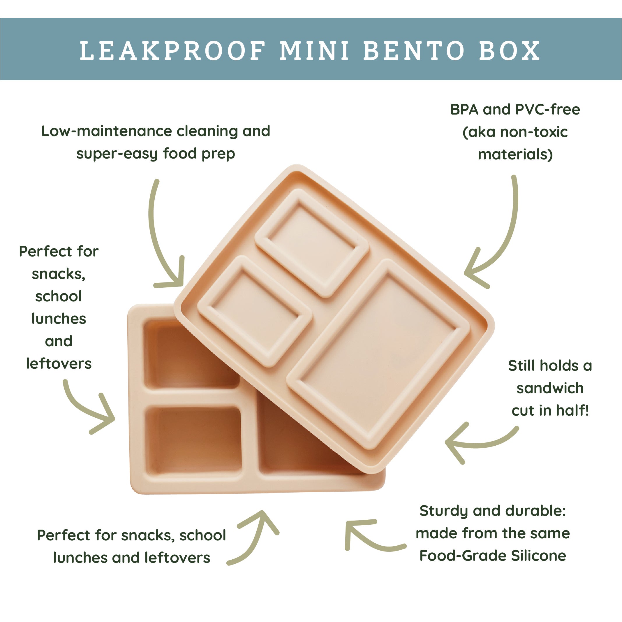 Silicone Mini Bento Box Dinosaur Warm Cream