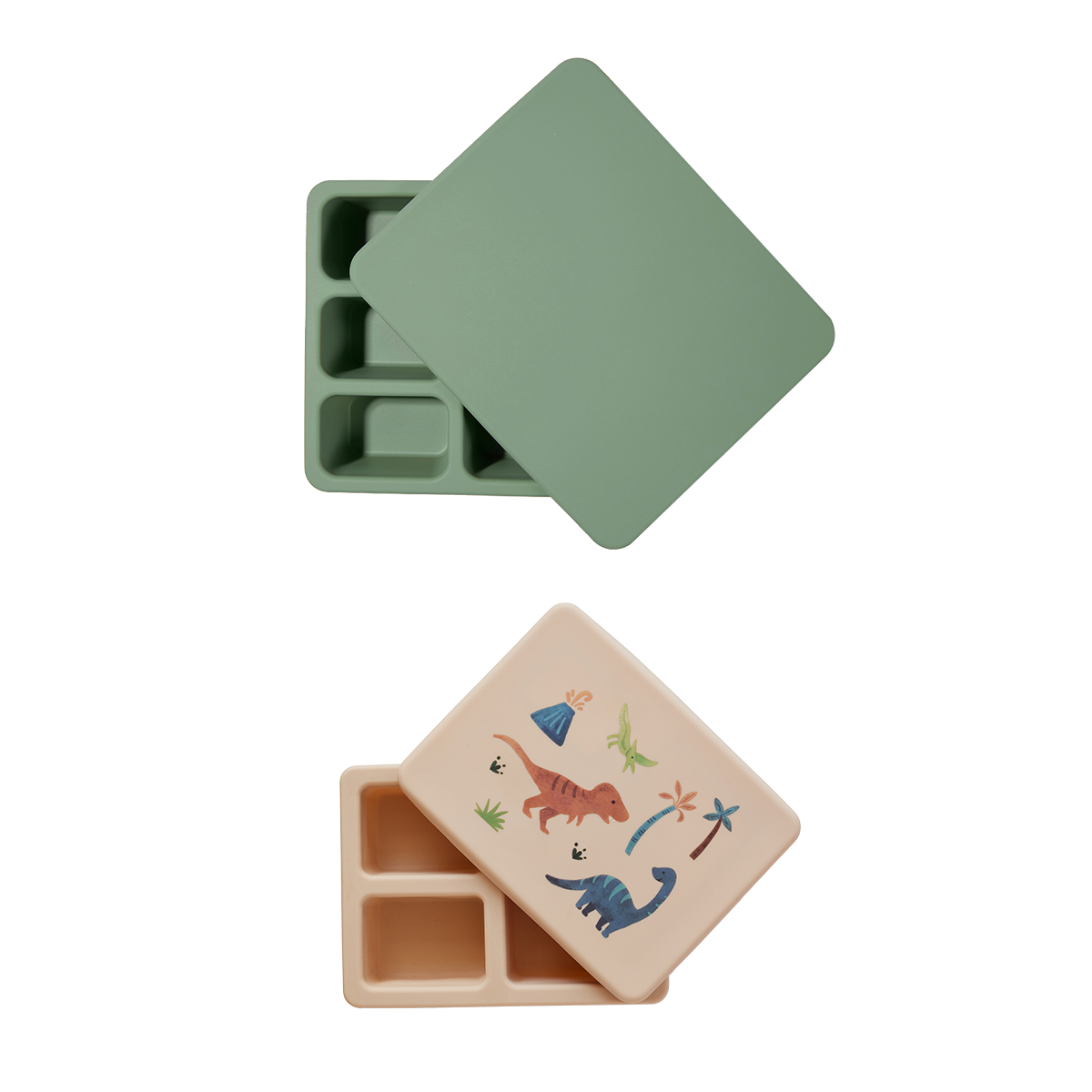 Bento Box Sage Green and Mini Bento Dinosaur Set