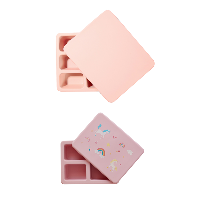 pink lunch bento box and pink unicorn mini lunch bento box for kids