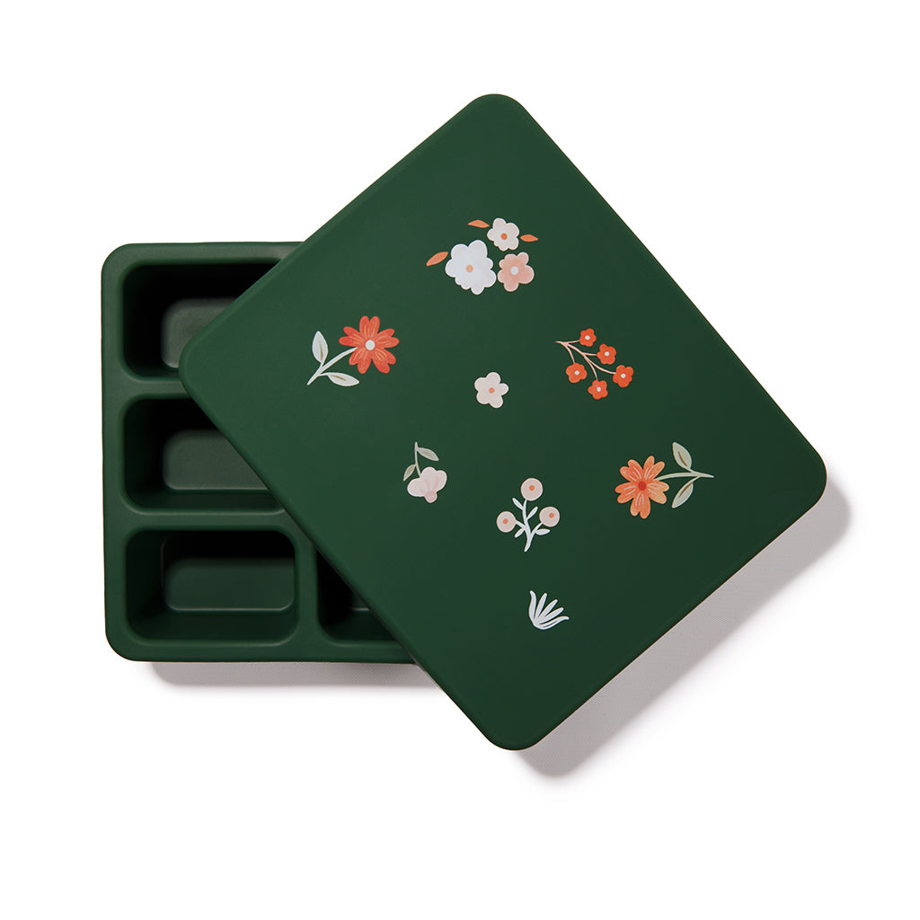 green lunch bento box floral for kids and adults