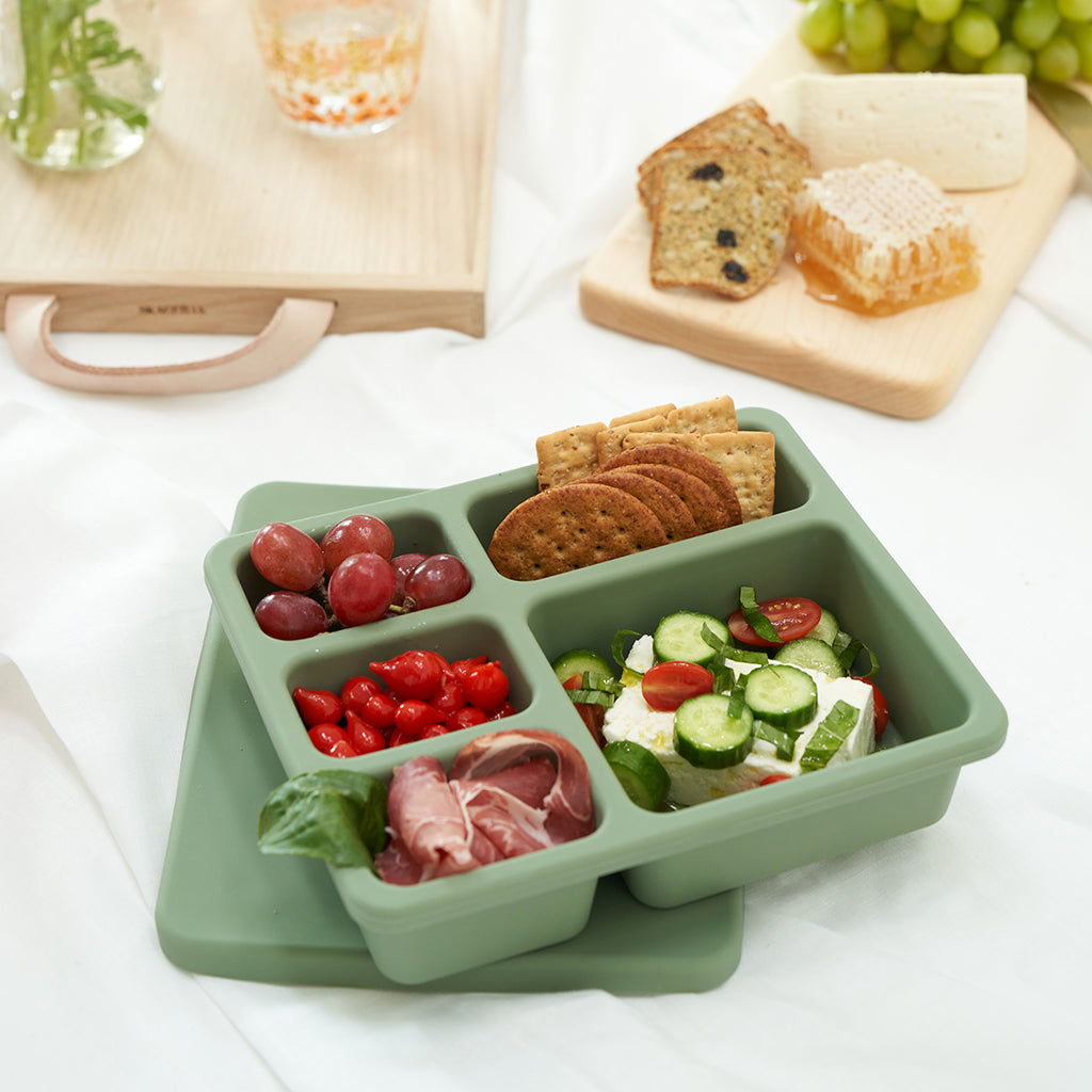 CORESLUX Collapsible Silicone Bento Lunch Box, 3 Compartment Eco Foldable  Lunch Food Container, BPA …See more CORESLUX Collapsible Silicone Bento