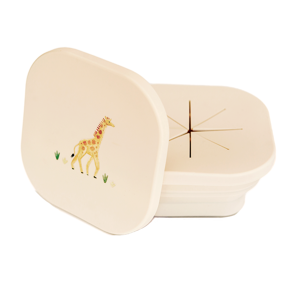 cream snack bowl with lid in safari animal print