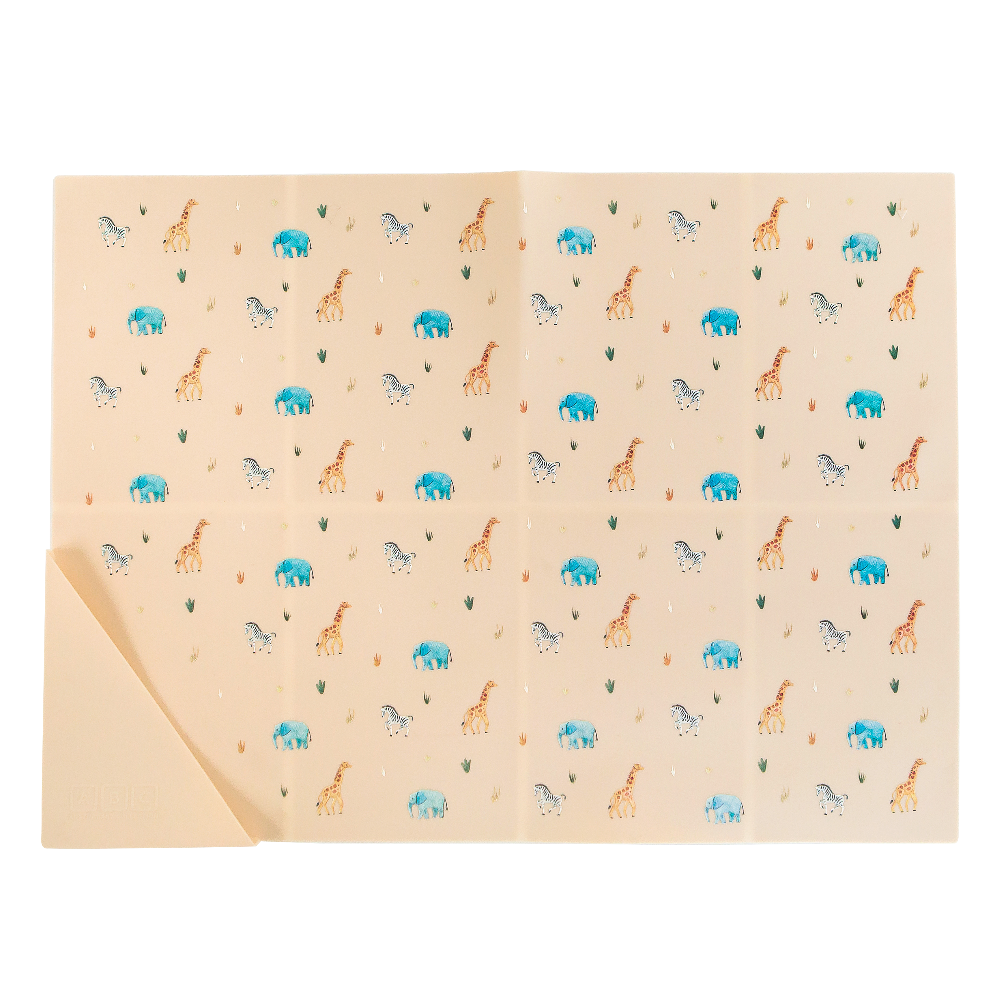 cream silicone placemat in safari animal print